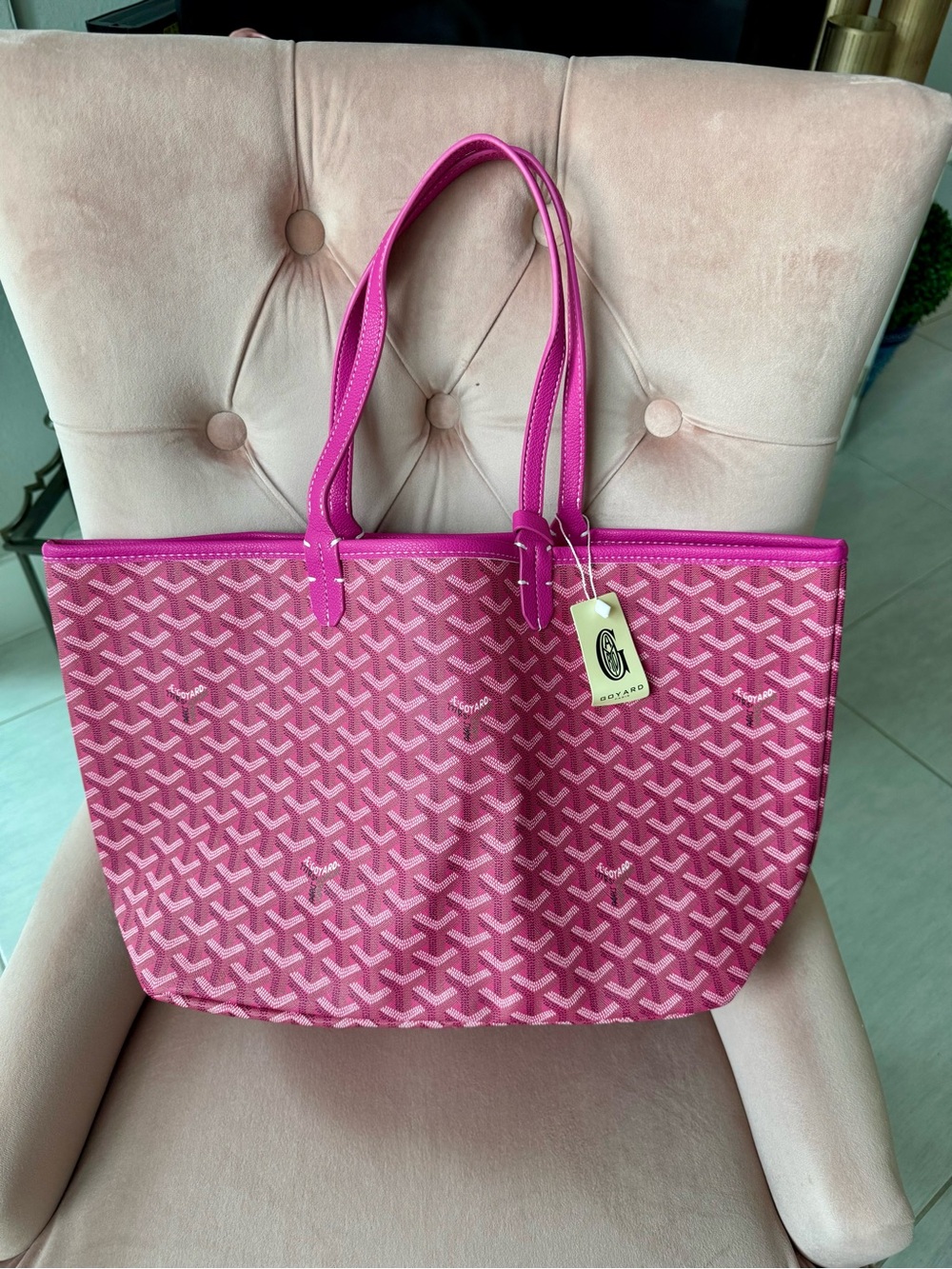 BRAND NEW Pink Patterned Canvas Tote with Top Handles